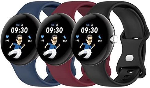 Bandkids 3erPack Armbänder kompatibel mit Google Pixel Watch Armband für Damen und Herren, weiches, atmungsaktives SilikonSchlaufenSportarmband für Google Pixel Watch 2022 (klein,