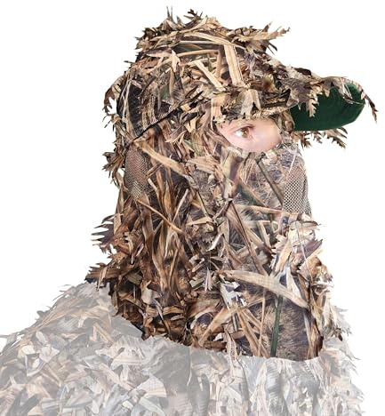 Mossy Oak & Realtree 2-in-1 3D-Blatt-Gesichtsmaske, Camouflage-Hüte für die Jagd (verstellbar, Einheitsgröße), Mossy Oak Shadow Grass Blades Camo, Einheitsgröße