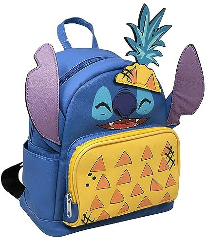 Disney Stitch Pineapple Mini-Deluxe-Rucksack mit 1 Vordertasche, 25,4 cm, Blau, Modern
