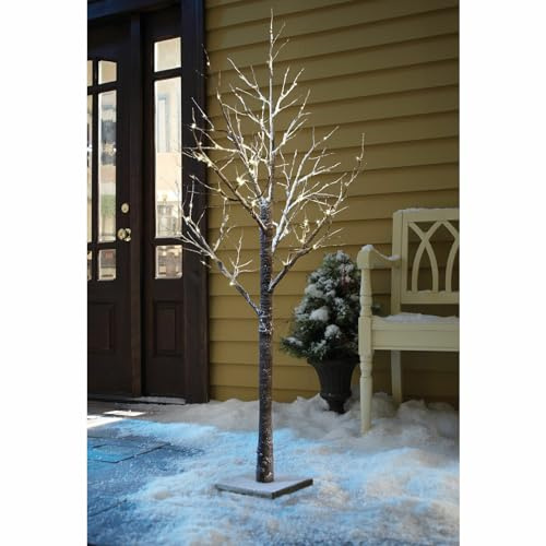 Marco Paul 5ft LED Outdoor Twig Tree – 150 cm Black Twig Christmas Tree with 96 Warm White LEDs, Pre-Lit Artificial Christmas Tree for Indoor & Outdoor Winter Décor