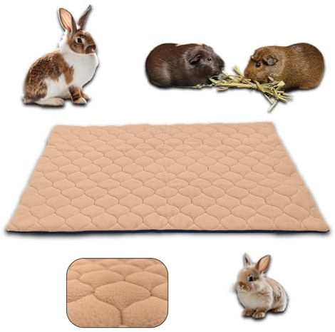 NEO SOLVO Käfigeinlage für Kaninchen und Meerschweinchen mit Abnehmbarer Fleece-Tunneldecke - perfekte Einstreu für Innenkäfige und C&C - saugfähig, wasserdicht - 60 x 50 cm - Pfirsich