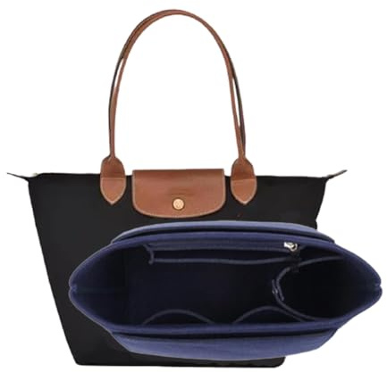 Organiseur de sac pour sac à main long, accessoires adaptés pour les poignées longues et courtes, organiseur de sac fourre-tout pour téléphone, clés, rouge à lèvres, tasse d'eau, lunettes (bleu, L