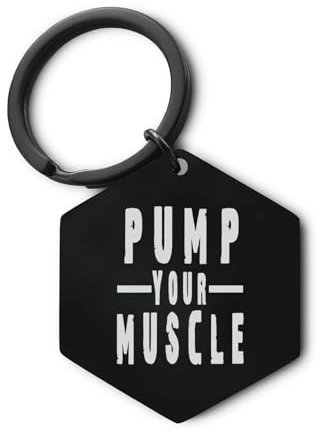 Lauthings Pump Your Muscle Workout Keychain Engraved Detachable Keyring Tag Steel Pin