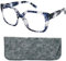 Blaufilter Schmetterling Damen mit großen kratzfesten Gläsern, Gratis Etui, Kunststoff Dicker Rahmen Rechteckig (Leopard Transparent), Blaulichtfilter Brille +2.0 Dioptrien
