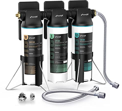 Frizzlife TW10 Untertisch-Wasserfilter, NSF/ANSI 53&42 zertifizierte Elemente, reduziert 99,99% Blei, Chlor, Chloramin, Fluorid, schlechten Geschmack & Geruch, Direktanschluss, 0,5 Mikron, USA Tech