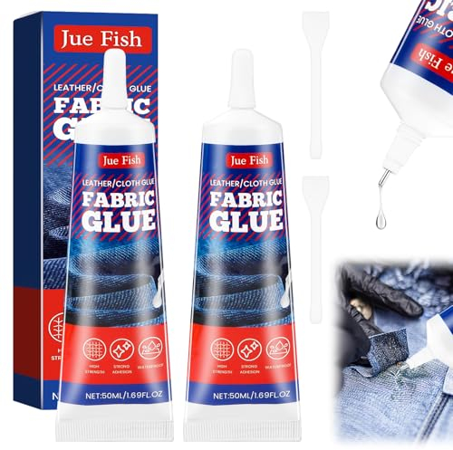 KFDDRN Colla per tessuti, lavabile in lavatrice, 2 pezzi, 75 ml, colla per tessuti, tessuti, cotone, pelle, jeans, colla trasparente
