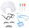 UILYNIU 7 Stück Verrückter Professor Wissenschaftler Perücke Brille Nerd Arbeitskarte Tropfer Schnurrbart Augenbrauen, Weiß Locken Perücke Professor Labor Kostüm Kinder Erwachsene Halloween (7PCS)