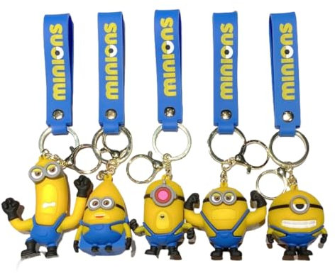 Xingbiyou 5 Stück Anime Minions Schlüsselanhänger Set,Auto Schlüsselanhänger Tasche Anhänger