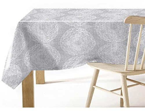 WENYOG tischtuch Gummi-Tischdecke mit grauen und weichen Motiven.(140 * 200cm)