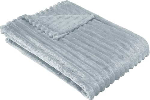 Erwin Müller Wohndecke Aosta Fleece in Cordoptik Silbergrau Größe 150x200 cm