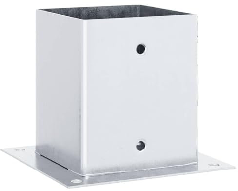 vidaXL Pfostenträger Quadratisch 12 Stk. 121x121 mm Stahl Verzinkt, Pfostenschuh, Stützenschuh, Pfostenhülse, Pfostenanker, Stützenfuß