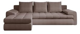 Kaiser Möbel - Ecksofa mit Schlaffunktion und Bettkasten - Tomi Couch für Wohnzimmer - Wohnlandschaft L Form - Boucle-Polsterstoff Abriamo - 150x237x85cm - LinksRosa