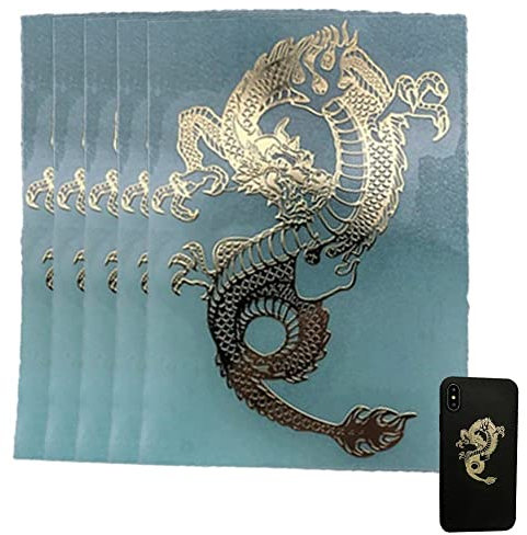 HiyyFloy 5 Stück Orientalischer Drache Metall-Aufkleber, Gold, Drachen-Thema, Sammelalben, DIY, Basteln, Dekor