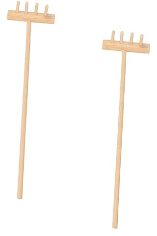 VINTORKY Kleiner Zen Gartenrechen Bamboo 14cm 2 Stück Miniatur Sandkasten Harke Für Topfpflanzen Bonsai Desktop Dekoration Leicht Und Langlebig