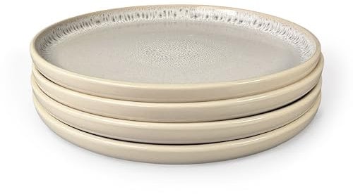 Scandi Home Stockholm Reactive Glaze Tableware Collection – 16-Piece Sets & Individual Sets (Oatmeal, 4 Dinner Plates)