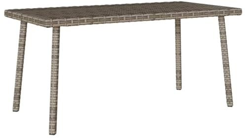 Makastle Garten Beistelltisch Wetterfest Klein Outdoor Tisch Gartentisch Loungetisch für Terrasse und Balkon, Grau 80x40x37 cm Poly Rattan