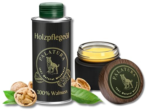 Set Walnussöl+Holzwachs, natürliche Holzpflege, Holzöl und Holzwachs, Holzschutz