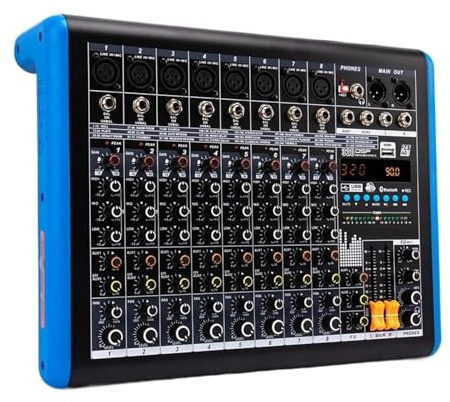DJ Controller, Professional 8 Channel Digital Mixer Sound 320 DSP Microphone Mobile Phone Live Broadcast Computer Recording DJ Au-dio Equipment