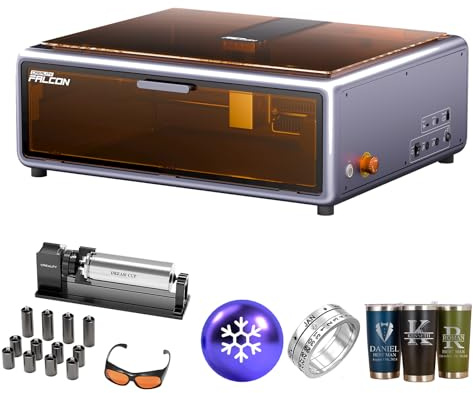 Creality Falcon A1 - Máquina de grabado láser de 10 W, con rodillo giratorio láser, cortador láser incluido con Air Assist, posicionamiento de cámara HD, grabado láser para madera, metal, acrílico