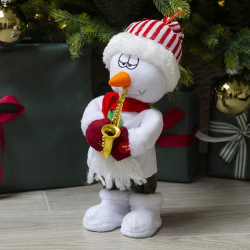 YouGarden SaxSnowman!, Dancing Musical Snowman, 35cm Festive Plush, Indoor Christmas Decoration, Ready To Display