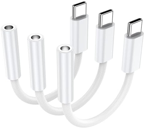 3 Pack USB C to 3.5mm Audio Headphone Adapter, Type C Adapter for Headphones Cable Compatible with iPhone 17/16/15, iPad Pro, Samsung Galaxy S25 S24 S23 Ultra, Pixel 10/9/8