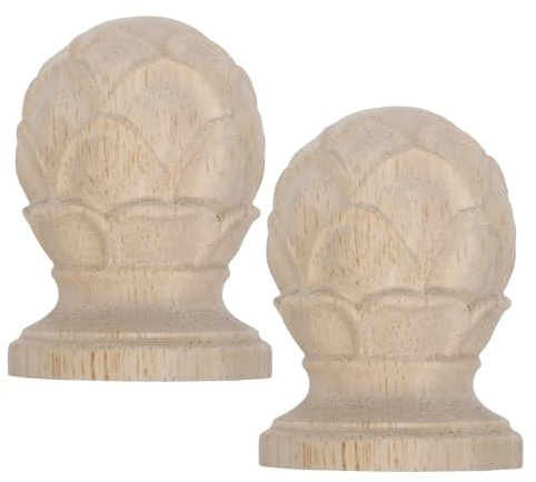 Holzlotus Zierelemente 2 Stück für Gardinenstange und Tor | Beige, Innen und Außen Nutzbar, Detailreiche Ausführung, Vielseitige Passform, Einfache Montage
