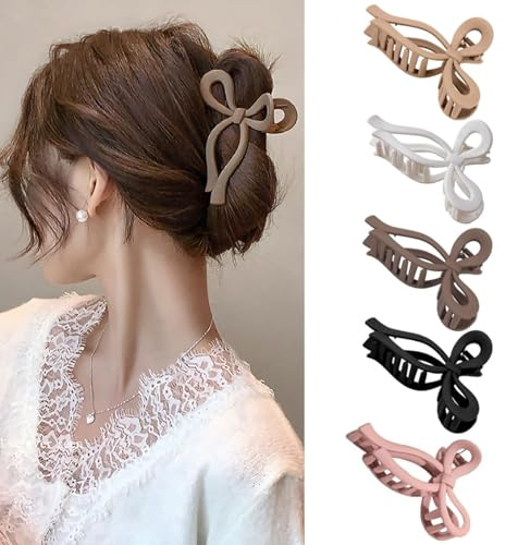 yufana 5er-Pack Haarklammer Schleife, Haarspange Schleife, Matte Haarspange, GroßE Haarspangen, Matte Haarspange FüR Damen, Haarschmuck für Damen und Mädchen