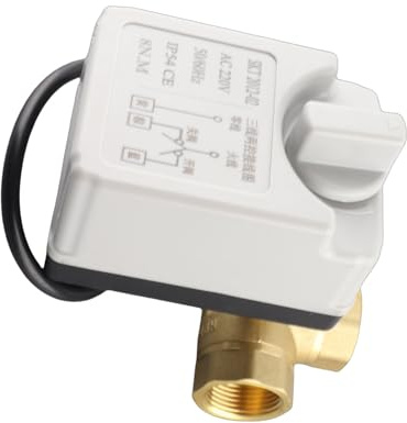 KIMISS Hochleistungs-DN20-3-Wege-Kugelhahn, 3-Draht, 2-Steuerung, Messing, Motorisierter Kugelhahn, AC 220 V, /4 Zoll Innengewinde, Hohe Kompatibilität
