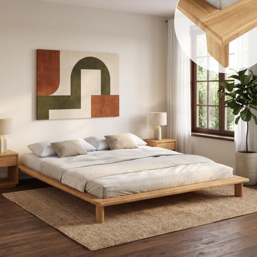 skølm Skald Futonbett 180x200 cm, Eiche massiv, Natur geölt, mit Stauraum | Bettgestell aus Massivholz, lackiert, Bettrahmen 25 cm hoch, stabiles Holzbett, Massivholzbett, Doppelbett Holzrahmen
