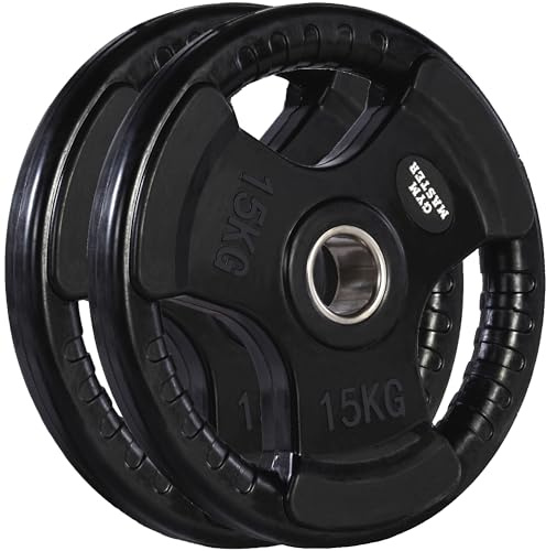 GYM MASTER Rubber Coated 2 Olympic Tri-Grip Weight Plates
