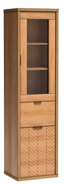 Masseno Glasvitrine CARINI Standvitrine, Wohnzimmer Vitrine, Modern Vitrinenschrank, 50x60,6x187,4cm, Eichefarben