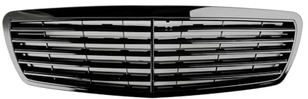 Kühlergrill Auto FÜR E-Klasse FÜR W211 E320 E350 E55 FÜR AMG 2002–2006 Glänzend Schwarzer ABS-Kunststoff-Frontgrill Stoßfängergrill