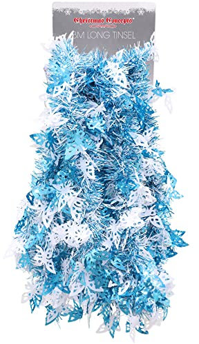Christmas Concepts® 3m Blau & Weiß Lametta mit Schmetterlingen - Weihnachtsschmuck
