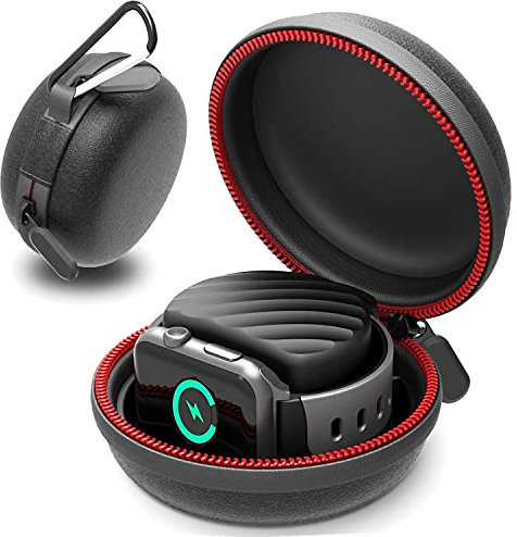 Elespoto compatible with Apple Watch Charger Cases, Portable Charging Holder Dock and Sport Hard Protective Portable Carry Travel Case for Apple Watch Series 1 2 3 4 5 Accessory(Black)