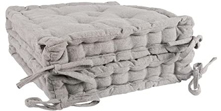 Nicola Spring Grey Seat Cushions - Pack of 2 - French Mattress Dining Chair Cushions Seat Pads Indoor Kitchen Outdoor Garden Patio Chair Pad Dining Bolster Pillow