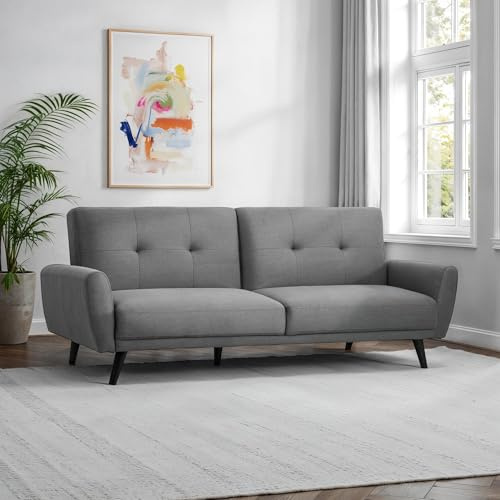 Julian Bowen Monza Sofa Bed, 3 Seater, Upholstered Grey - D81 x W223cm | Scandi Convertible Guest Bed, Easy Sofa-To-Bed Conversion, Space-Saving Design