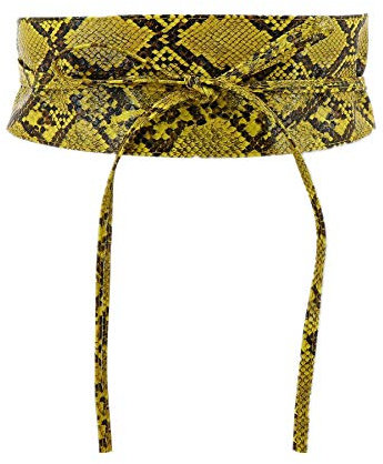FASHIONGEN - Damen gürtel, Taillengürtel, Bindgürtel, Obi gürtel MICA - Gelb Python, L-XL