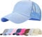 UMIPUBO Mesh Baseball Cap für Damen Basecap Outdoor Sport Mütze Lässig Baseballkappe Nettokappe Schachtelhalm Baseballmütze (Hellblau)
