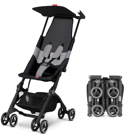 gb Pockit Air All Terrain Ultra kompakter, leichter Reise-Kinderwagen mit atmungsaktivem Stoff in Samtschwarz