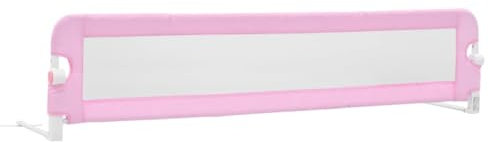 vidaXL Barandilla de Seguridad Cama de Niño Poliéster Casa Hogar Habitación Dormitorio Movilidad Mobiliario Clínico Colchón Salud 180x42 cm Rosa