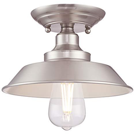 63700 Einflammige Leuchte Iron Hill, 22 cm, zur Deckenmontage von Westinghouse Lighting für Innenbereiche, Ausführung in gebürstetem Nickel