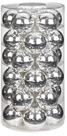 Christbaumkugel aus Glas - 30 Stück - Silber Glanz (Silber) Ø 6 cm