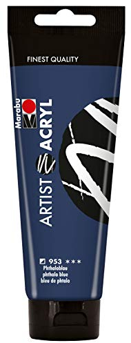 Marabu 12200044953 Artist Acrílico Azul Phthalo 120 ml Pintura acrílica fina de calidad artística a base de agua, consistencia pastosa, altamente pigmentada, muy buen brillo y opacidad