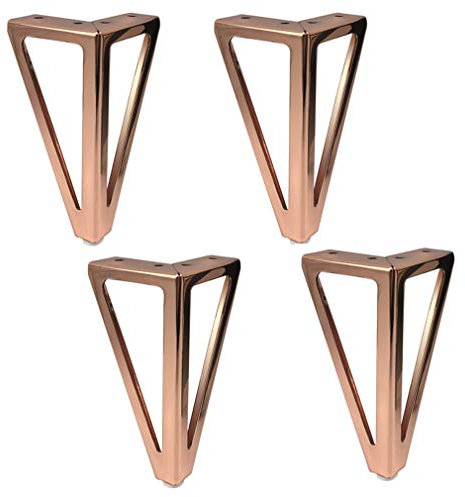 6 /15cm Replacement Furniture Legs,4 pcs Triangle Sofa Feet Furniture Feet,Iron DIY Table Legs Cabinet Feet,for Chairs,Cabinet Legs,Sofa Couch Shelf Ottoman Metal Legs(Rose gold)