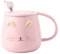 Angelice Home Pink Cat Mug, Cute Kitty Ceramic Coffee Mug with Stainless Steel Spoon, Novelty Coffee Mug Cup for Cat Lovers Women Girls