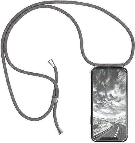 Handykette kompatibel mit Samsung Galaxy J5 2017 Hülle,Handyhülle Transparent Silikon Schutzhülle - Necklace Hülle mit Band Handy-Kette Fallschutzhülle Schnur Kette zum Umhängen Case,Silber