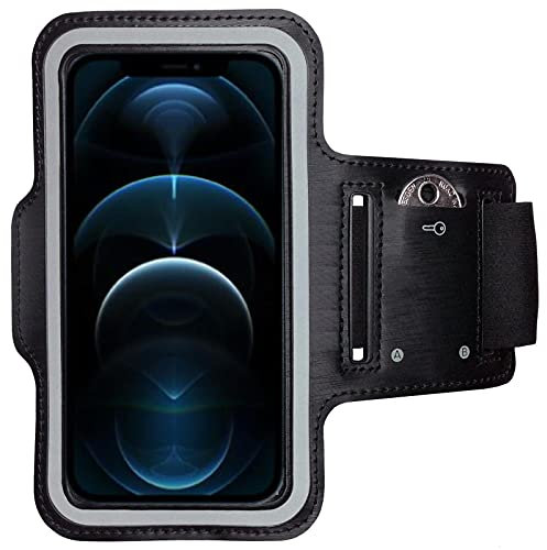 CoverKingz Sportarmband für iPhone 13 Pro / 12 Pro [6,1 Zoll] - Armtasche mit Schlüsselfach Oberarm Halterung - Sport Laufarmband Handy Armband Schwarz