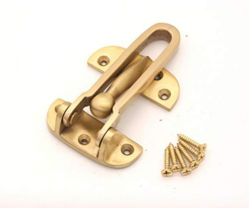 Infinity Decor® 105mm Front Door Chain Restrictor Lock/Latch/Catch for Security & Safety Purpose- Satin Brass Heavy Duty Strong Door Lock Guard with Swing Bar