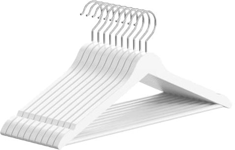 OGIVO Kleiderbügel aus Holz – 10er Set Holzbügel für Ihre Garderobe – 360° drehbarer Haken – Einkerbungen an den Schultern – Hangers (Weiß)