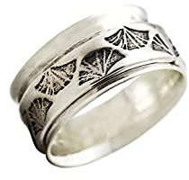 Energy Stone GINKGO SPINNER Meditationsdrehring aus Sterlingsilber (EU82), 54 (17.2)